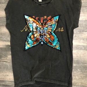 Free People Sequin Butterfly Tee